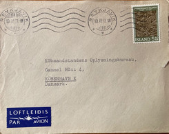 ICELAND 1963, AIRMAIL COVER TO DENMARK,WORRIER ON HORSE ,WOODCARVING,STAMP ,REY KJAVIK CANCELLATION - Covers & Documents