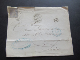 Schweiz 1872 Sitzende Helvetia Nr.33 EF PD Brief Lausanne - Paris Stp. Chemins De Fer De La Suisse Occidentale - Cartas & Documentos