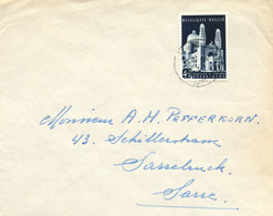 BELGIQUE - COB 877 4F BLEU BASILIQUE DE KOELELBERG SEUL SUR LETTRE POUR LA FRANCE, 1952 - Lettres & Documents