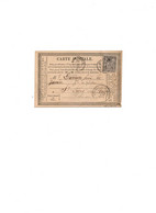 CARTE POSTAL ENTIER PRECURSEUR TIMBRE TYPE SAGE 15 C   CIRCULEE  OCTOBRE 1877 - Precursor Cards