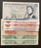 7 X Bank Of England Banknotes Signed By 7 Different Chief Cashiers, Catterns 1930 To Page 1973. - Collections