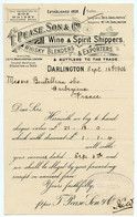 LETTER - RECEIPT / INVOICE : DARLINGTON - T. PEASE & SON - WINE & SPIRIT SHIPPERS, WHISKY BLENDERS, 1906 - Royaume-Uni