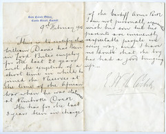 LETTER - REFERENCE : CARDIFF, BUTE ESTATE OFFICE, CASTLE STREET - CARDIFF ARMS PARK / BOER WAR / PEMBROKE DOCKS - Royaume-Uni