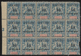 TAHITI 1903 "10 Centimes" Overprint On 15c. Allegorie Block Of 15 Unmounted Mint FRZ.OZEANIEN - Tahiti