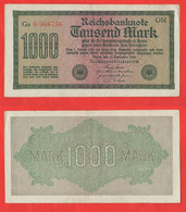 1000 Reichs Mark 1922 Germany Germania Deutschland Weimar Reichsbanknote - 1000 Mark