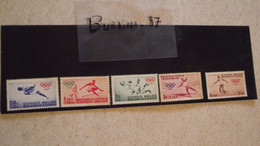 TIMBRE, RUANDA URUNDI, 1960 , JO X 5 SERIE, NON  OBLITEREE,   Ex COLONIE BELGE - Unused Stamps