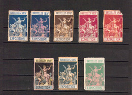 Lot De 8 Vignettes De L'exposition 1897  - Bruxelles - Erinnophilia [E]