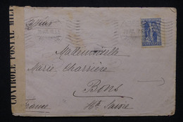 GRECE - Enveloppe Cachetée Pour La France En 1917 Avec Contrôle Postal - L 118949 - Briefe U. Dokumente