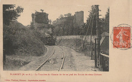 CARTE POSTALE ORIGINALE ANCIENNE : BLAMONT  TRAIN LOCO VAPEUR DANS TRANCHEE  AU PIED DU CHATEAU MEURTHE ET MOSELLE (54) - Blamont