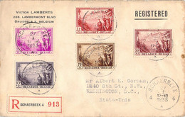 COB 281-287 Et 356/60 Sur Lettre - Recommandé De Schaerbeek Vers Washington DC USA - 1933 - Cartas & Documentos