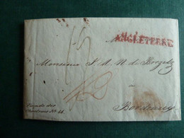 D1 - Marque Postale ANGLETERRE Rouge Sur LAC De Londres à Bordeaux 1825 - 1801-1848: Precursors XIX