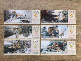 China Zhengzhou Railway Bureau, Train Platform Ticket, Chinese Painting, Northeast Tiger，6v - Wereld