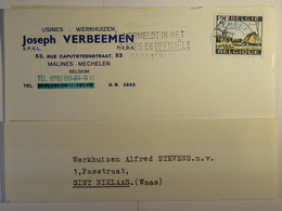 1968 Kaart Van Werkhuizen Usines JOSEPH VERBEEMEN Mechelen Malines - Gefr. 2 Fr Bokrijk - - Covers & Documents