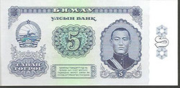 Mongolia P-37  5 Tugrik  1966 UNC - Mongolie