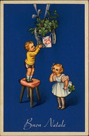 CASTELLI SIGNED 1940s POSTCARD - KIDS & HORSESHOE AND MISTLETOE - EDIT DEGAMI  (3059) - Castelli