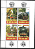 Burundi  1999  Miniature Sheet  Railway Locomotives Hinged On Margin - Nuovi