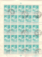 Feuillet De 25 Obl - COB 90 5c Type Lemaire -  Oblitéré à Bruxelles En 1912 - Full Sheets And Panes