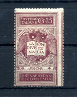 1921 REGNO Centenario Dantesco N.116 MNH ** 15 Centesimi - Ongebruikt