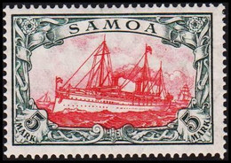 1915 - 1919. SAMOA 5 MARK. Kaiserjacht SMS Hohenzollern. 26:17. Hinged.  (Michel 23 II A) - JF518397 - Samoa