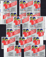 WGB Globus 1986 DDR 3049 Zierfeld In 8 ZD/Blocks O 36€ Gewerkschafts-Kongreß Amerika / Afrika Maps Se-tenants Bf Germany - OIT