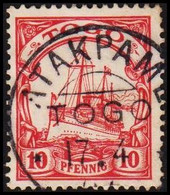 1900. TOGO 10 Pf. Kaiserjacht SMS Hohenzollern. LUXUS Cancelled ATAKPAME TOGE 17 4.  (Michel 9) - JF518417 - Togo