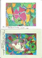 22-3 - 671 Michele Morgan Lot De 2 Cartons + 1 Enveloppe Dédicacés - Handtekening
