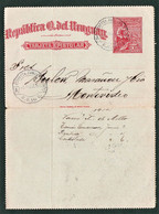 1914 Uruguay Circulated Tarjeta Epistolar ESTAFETA AMBULANTE A5 By Train Tomàs Gomensoro To Montevideo Stationery - Uruguay