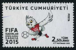 Türkiye 2015 Mi 4189 FIFA Women's World Cup Canada, Football (Soccer), Owl, Mascot, Bird Of Prey - Gebraucht