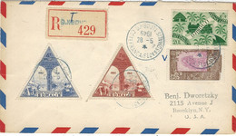 1949- Enveloppe RECC. De Djibouti Affranchissement à 26 F.  Dont P A N°11 Et 12 Pour Les U S A - Briefe U. Dokumente