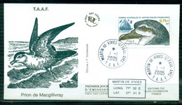 FDC-Carte Maximum Card #TAAF-FSAT 2005 (N°Yv. 408) Animaux-Faune-Oiseaux Marins-Vögel-sea Birds-Prion De Macgillivray- - FDC