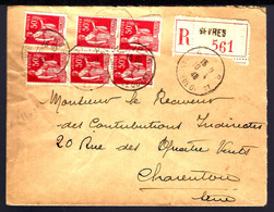 RECOMMANDÉ DE SEVRES - [561] - 6 X 50c TYPE PAIX - 1940 - - 1932-39 Paz