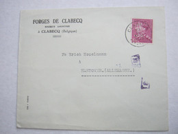 1943 , CLABECQ   , Firmenlochung , Perfin   E.V.  , Lettre Censure - 1934-51