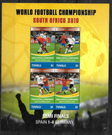 TUVALU  Feuillet  N° 1428/31  * *  ( Cote 11e )  Cup 2010  Football Soccer  Fussball Espagne Allemagne - 2010 – África Del Sur