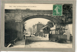 CPA - (64) PAU - Aspect Du Pont Du Château Et De La Rue Marca En 1910 - PUB Amer Picon Sur Tram - Pau