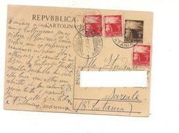 1216 INTERO POSTALE Democratica £6+£3x3 1949 Vizzini Catania - Postwaardestukken