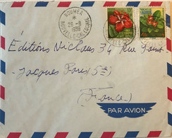 Nouvelle Calédonie - Nouméa - Affranchissement Fleurs - Lettre Avion Pour La France - 26 Août 1959 - Oblitérés