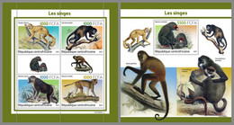CENTRALAFRICA 2021 MNH Monkeys Affen Singes M/S+S/S - OFFICIAL ISSUE - DHQ2213 - Singes