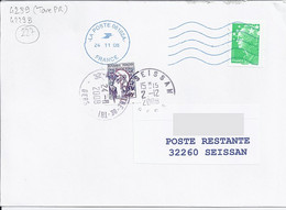 TYPE MARIANNE DE COCTEAU N° 4289  SUR LETTRE DE 24.11.08 EN TAXE DE POSTE RESTANTE - 1961 Marianne (Cocteau)