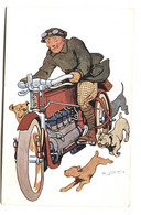 K.JOHN: MOTORCYCLE Motorbike Driver And Barking Dogs BKWI 632.2 Sent 1907 - Andere Zeichner