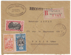 1931 - JOLIE LETTRE RECOMMANDÉE CAD De UTUROA ILE RAIATEA ENTETE EMILE TAMBRUN OCÉANIE FRANÇAISE Pour PARIS - Lettres & Documents