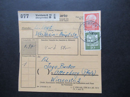 BRD Heuss II Und Bedeutende Deutsche MiF Auf Paketkarte Weinheim (Bergstraße) Nach Otterberg Wertpaketkarte - Cartas