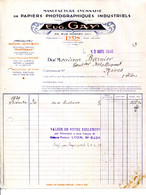 FACTURE.LYON.MANUFACTURE LYONNAISE DE PAPIERS PHOTOGRAPHIQUES INDUSTRIELS.EUG.GAY 154 RUE MONCEY. - Druck & Papierwaren