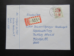 Berlin (West) 1988 Freimarken Frauen Nr.828 EF Einschreiben Berlin 36 Nach München - Storia Postale