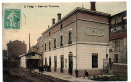 Thizy - Gare Du Tramway - Carte Tramée Et Toilée - Couleur -  RARE -  CPA°rn - Thizy