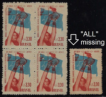 Brazil 1959 Stamp RHM-A87 + A87A Sport Basketball World Champion Block Of 4 + Variant Without "ALL" Unused - Pallacanestro