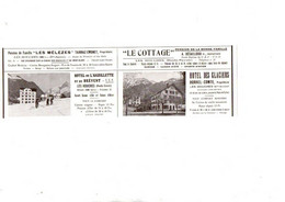 (74) H. Savoie Publicité Papier Coupure De Presse Année 1935 Hôtel Chamonix Les Houches Aiguillette Glaciers Cottage - Reclame
