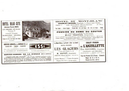 (74) H. Savoie Publicité Papier Coupure De Presse Année 1935 Hôtel Les Houches Beau Site Servoz Les Glaciers - Reclame