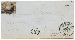 BELGIQUE - N°14A OBLITERERATION A BARRES + TAD JEMAPPES + BOITE RURALE Y SUR LETTRE AVEC CORRESPONDANCE DE JEMMAPES,1864 - 1863-1864 Medaglioni (13/16)