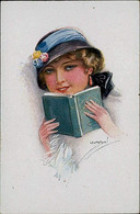 USABAL SIGNED 1910s POSTCARD - WOMAN READING BOOK - N.308/3 (3081) - Usabal