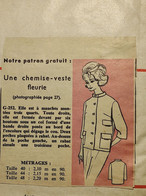 Ancien Patron De La Revue "L'ECHO DE LA MODE" De 1962 - Taille 44 - N°G252 - Une Chemise-Veste - Cartamodelli